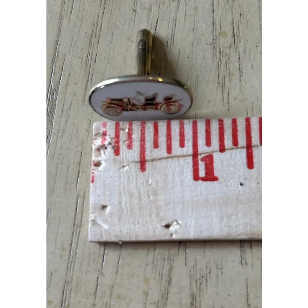 Old Vintage Classic Cars Trucks White Gold ENAMEL Cuff Links antique auto cars